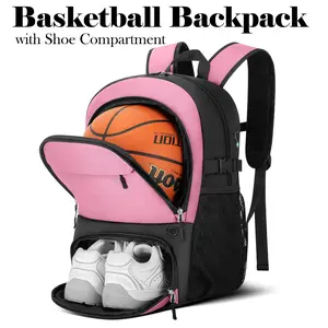 Basketball Backpack with Ball Holder & Shoe Compartment, 34L Large Sports Bag for Men Women Kids, Waterproof Athletic Backpack for Basketball Soccer Volleyball Gym School Travel