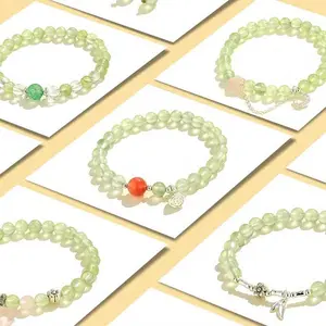 Jade Bracelet New Product Grape Stone Powder Beaded Butterfly Bracelet for Female Niche High End Green Strawberry Southern Red Bracelet