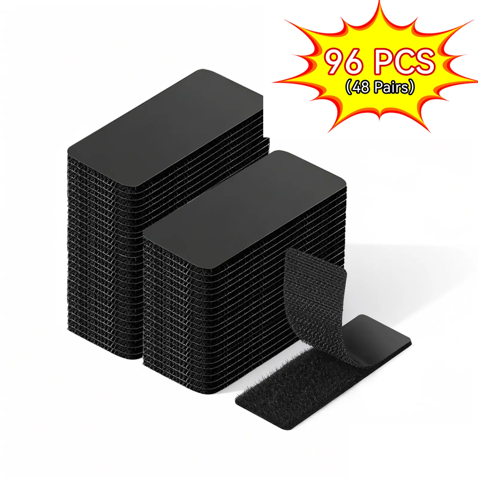 TAKOO 96 PCS Heavy-Duty Double-Sided Reusable Adhesive Mounting Tape, Wall-Safe Hook and Loop Strips for Wall Hanging, Picture Frames, DIY Home Use, Double-Sided Mounting Tape