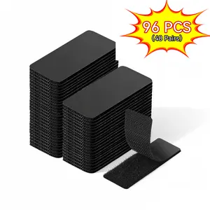 96 PCS Heavy Duty Hook and Loop Strips, Double Sided Reusable Adhesive Mounting Tape for Wall Hanging, Picture Frames, Cable Organizer, DIY Home Use