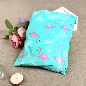 10pcs Blue Flamingo Thick Durable Shipping Bags, Waterproof Moisture-Proof Postal Supplies, Winter Party Gift Packaging Essentials!