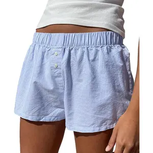 Plaid Shorts Cute Baggy Ginghem Boxer Shorts for Women Checked Lounge Pajama Bottom Preppy Sleep Pj Shorts