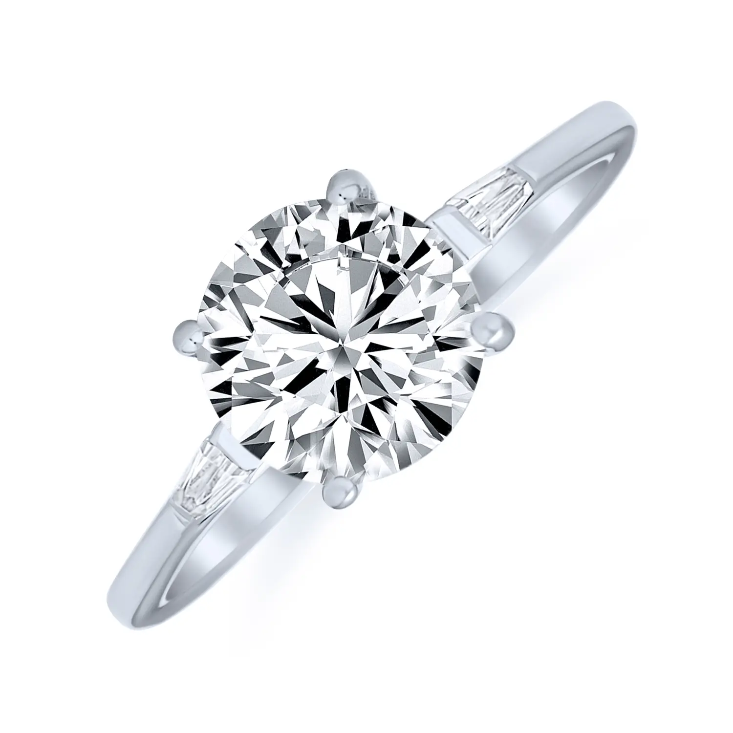 Traditional 3CT CZ Round Solitaire Engagement Ring 925 Sterling Silver Band