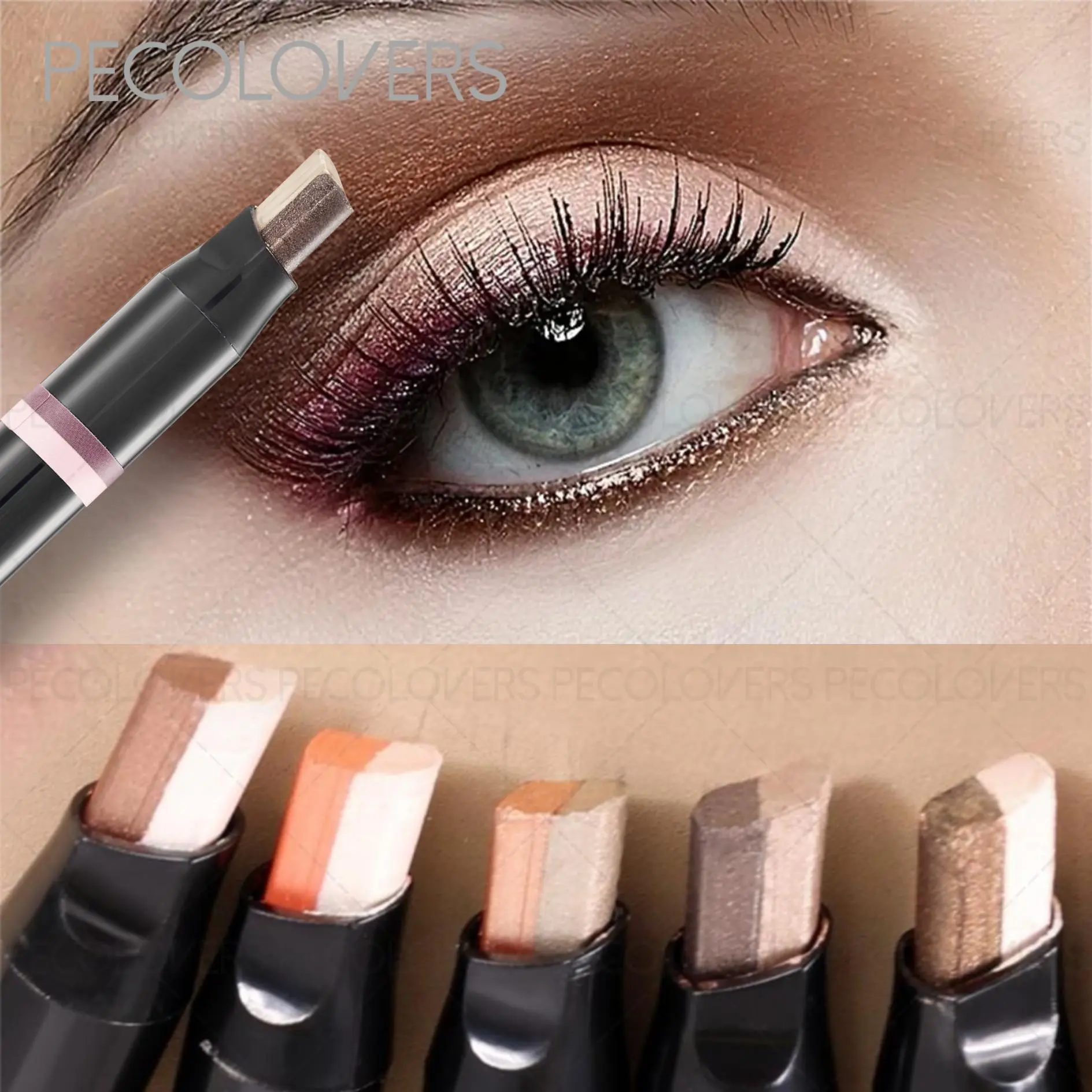 2-color Glitter Eyeshadow Pencil Shimmer,Long-lasting Eye Shadow Stick, Easy Eyeshadow Stick, Luminous Eyeshadow, Eye Makeup, Shimmer Highlighter, Sparkle Eye Crayon,Suitable For Halloween, Christmas & Holiday Make up