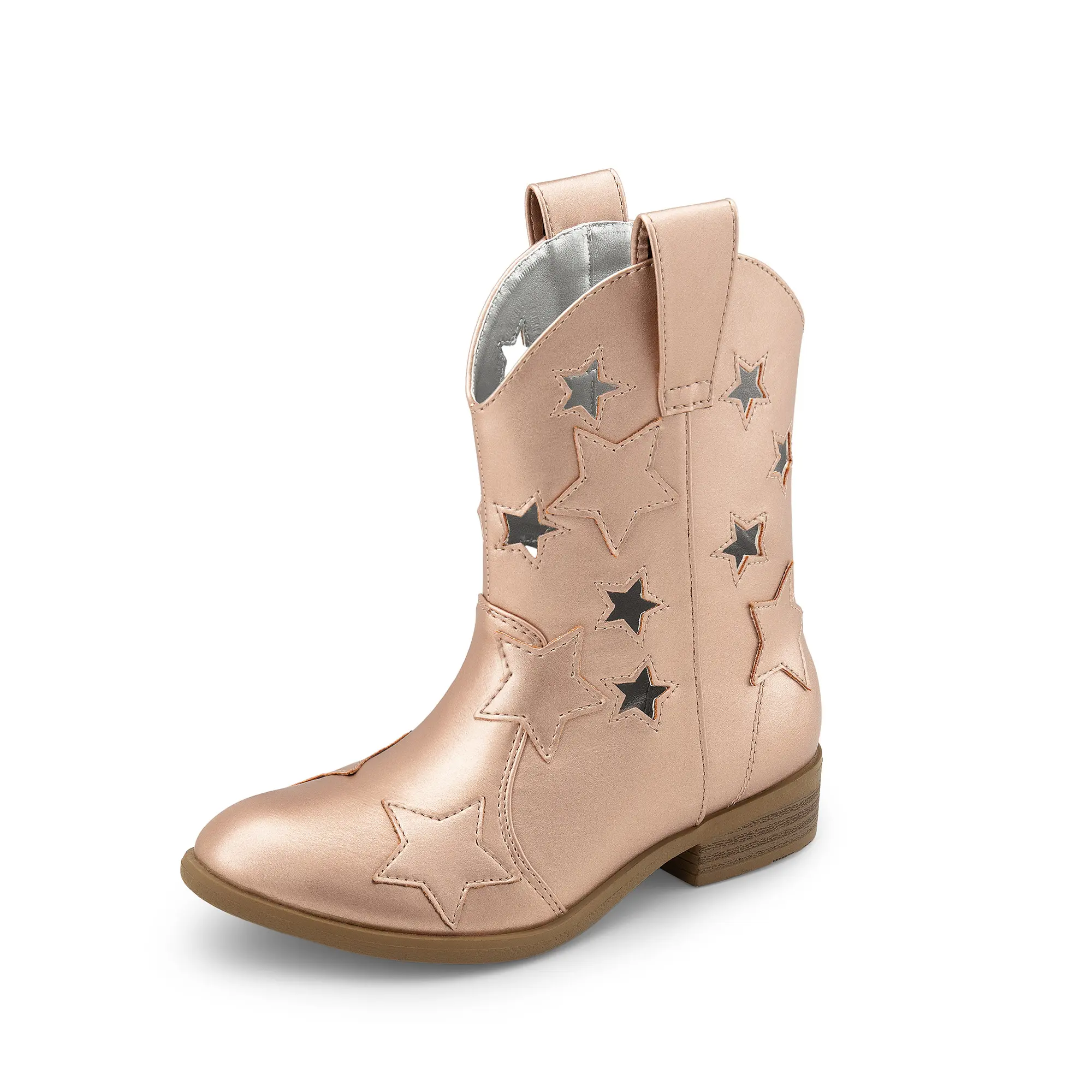 Dream Pairs Girls' Western Cowgirl Boots with Glitter Star, Slip On Ankle Boot with Pull Loops & Cushioned Insole, Outdoor Cowboy Aesthetic Style, Jeans‑To‑Dresses