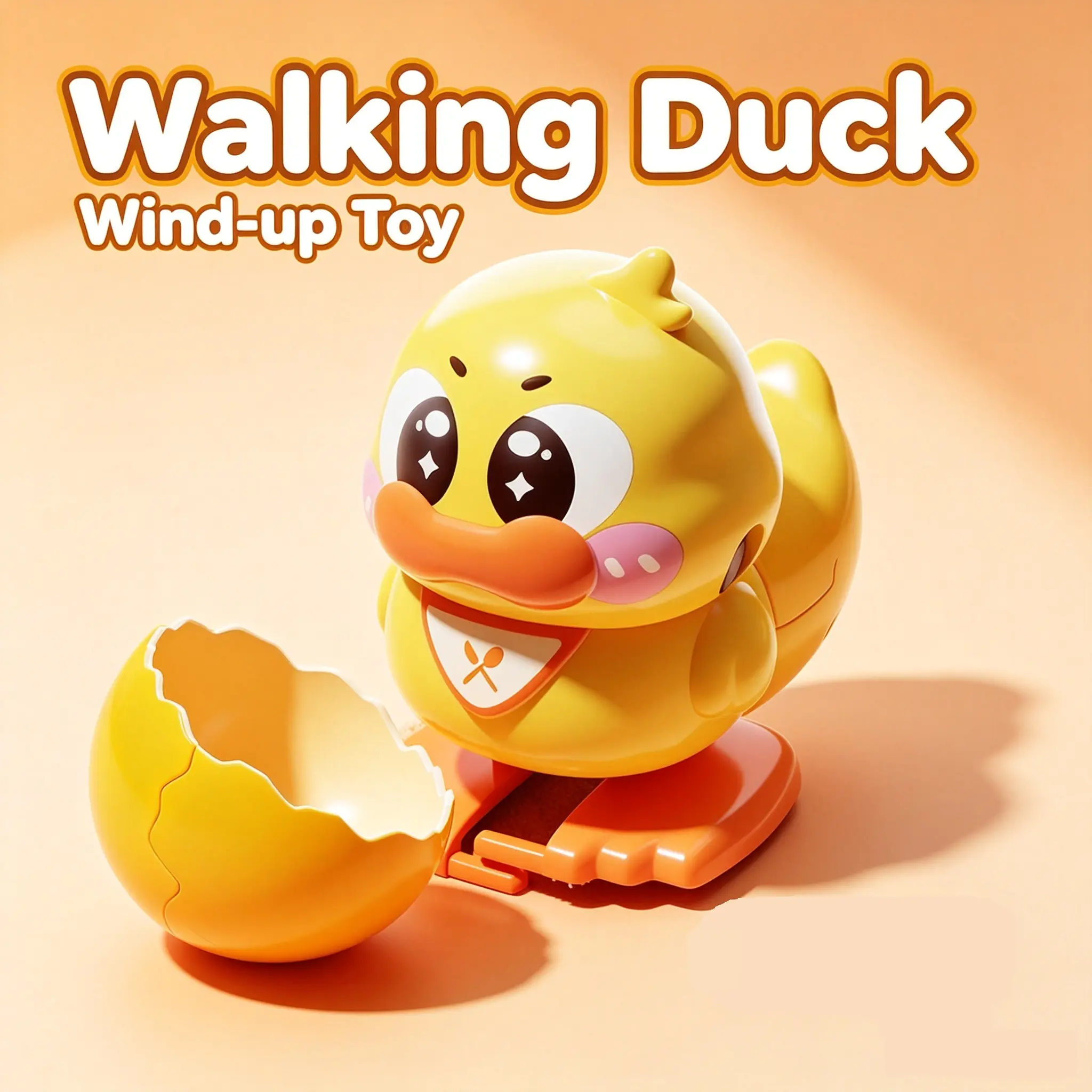 Hatching Duck Toy Set, Cute Wind-Up Walking Duck with Egg Shell, Funny Waddling Action, Preschool Playtime Gift for Kids