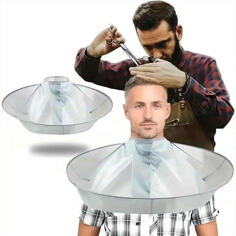 HOXEZU Adjustable Foldable Haircut Cape - Hair Cloak Cape Umbrella Barber Cape - With Black Comb, For Adults Women & Men, Salon And Home Use, Father's Day Gift