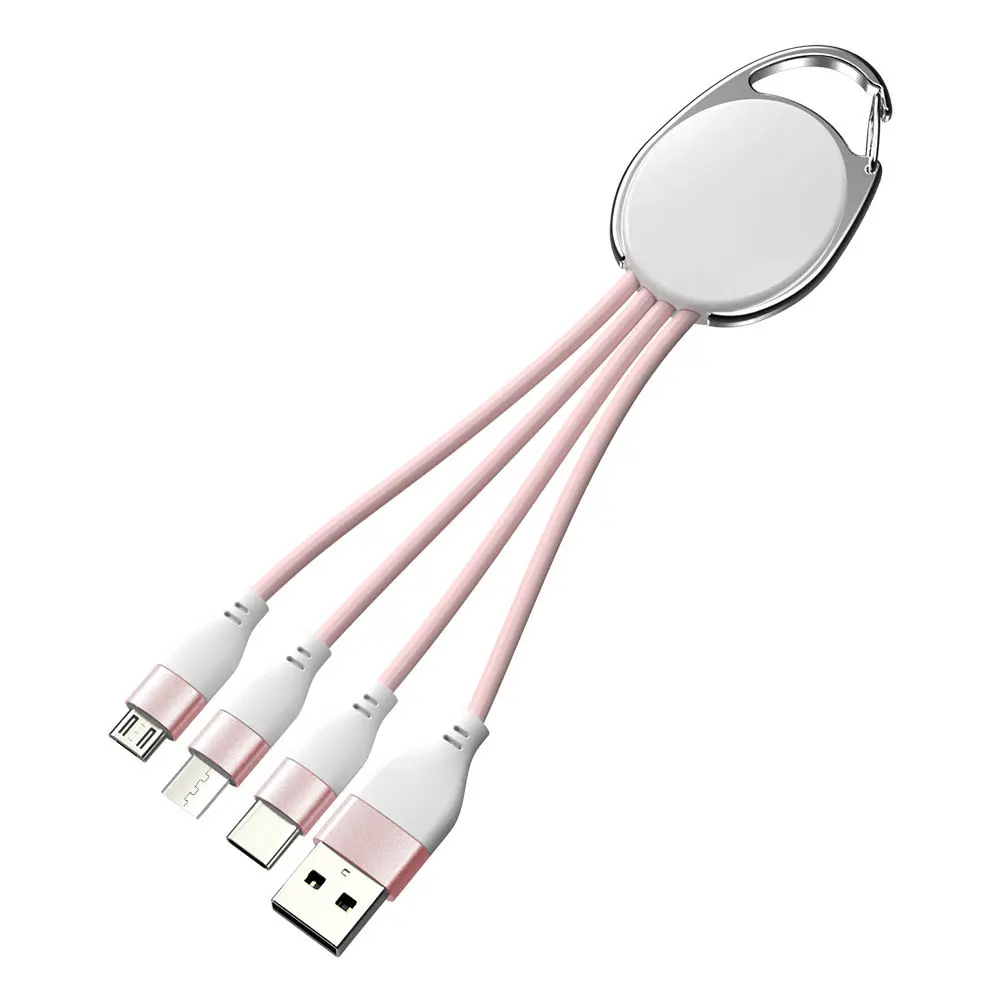 3-In-1 Keychain Charging Cord 5V 2A Portable Multi Port USB Charger Compact Pocket Sized Gadget For Daily Charging And Business Custom Gift Matching