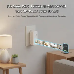 Ouvis Multifunctional Plug, 1080P FHD WiFi with 3-Device Charging, Motion Detection, Remote View, Local Storage, Smart Home Security for Home Office Hotel Use