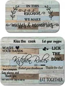 Dish Drying Mat for Kitchen Counter 2 Pack with Non-Slip Rubber Backing - Heat-Resistant Absorbent Coffee Bar Mat, Dish Rack Mat, Kitchen Rules Dish Drying Mats 18X24+19.5X12 Inch Generic