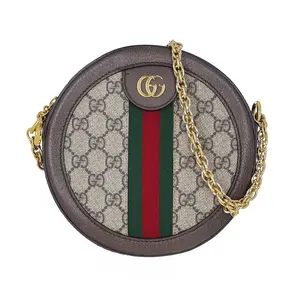 Pre-owned GUCCI Monogram Shoulder Bags Supreme GG Coated Canvas Ophidia Round Shoulder Bag Mini Beige
