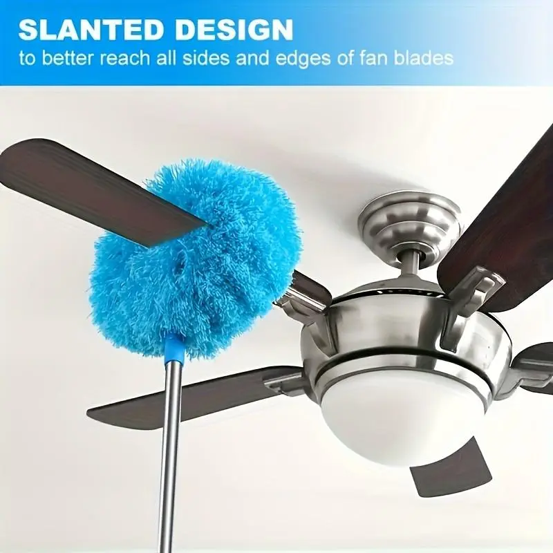 Top Gift for Mom Extendable Microfiber Ceiling Fan Duster - Dustremoval Tool, Rotating Adjustable Long-Handled Head, Dust-Locking, Reusable, Machine Washable, Effortless High Ceiling Cleaning, Extendable Microfiber Pad Head, Rotating Long-Handled Dusters/