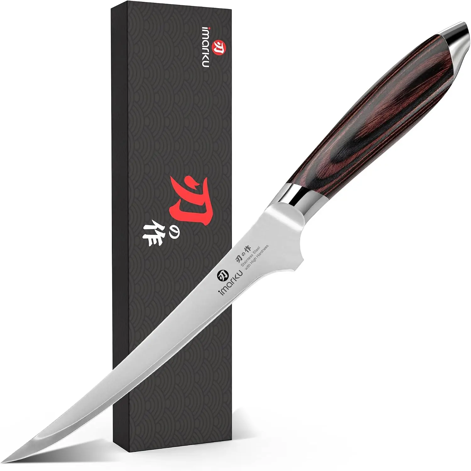 imarku 8 Inch Fillet Knife, Razor Sharp Boning Knife with Japanese High Carbon Stainless Steel, Professional Filet Knives for Precision Meat Cutting Deboning Fish Fillting, Ergonomic Pakkawood Handle