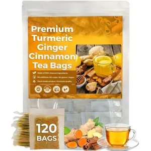 120 Bags Premium Turmeric GingerCinnamon Tea,100% Natural Handcrafted Mix with Cinnamon , Ginger, and Turmeric - No Sugar, No Caffeine, No Gluten, Vegan (120pcs)