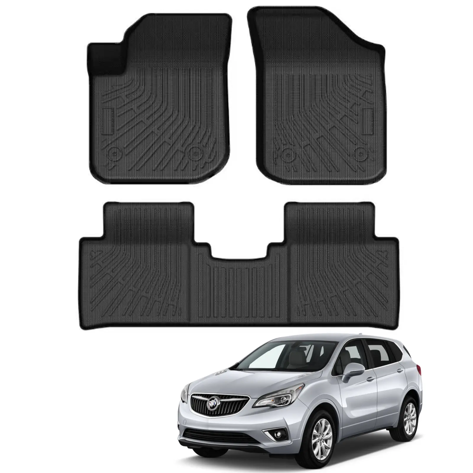 Canvcle Custom Fit Car Floor Mats for Buick Envision 2016-2020, Heavy-Duty All-Weather 2-Row Floor Liner Set, Automotive Interior Accessories