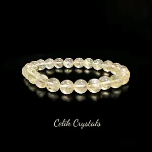 Rare Quality Citrine Bracelet (No Heat Treatment) 8mm Natural Stones Stretch Crystal Bracelet Unisex Positive Energy Elastic Band