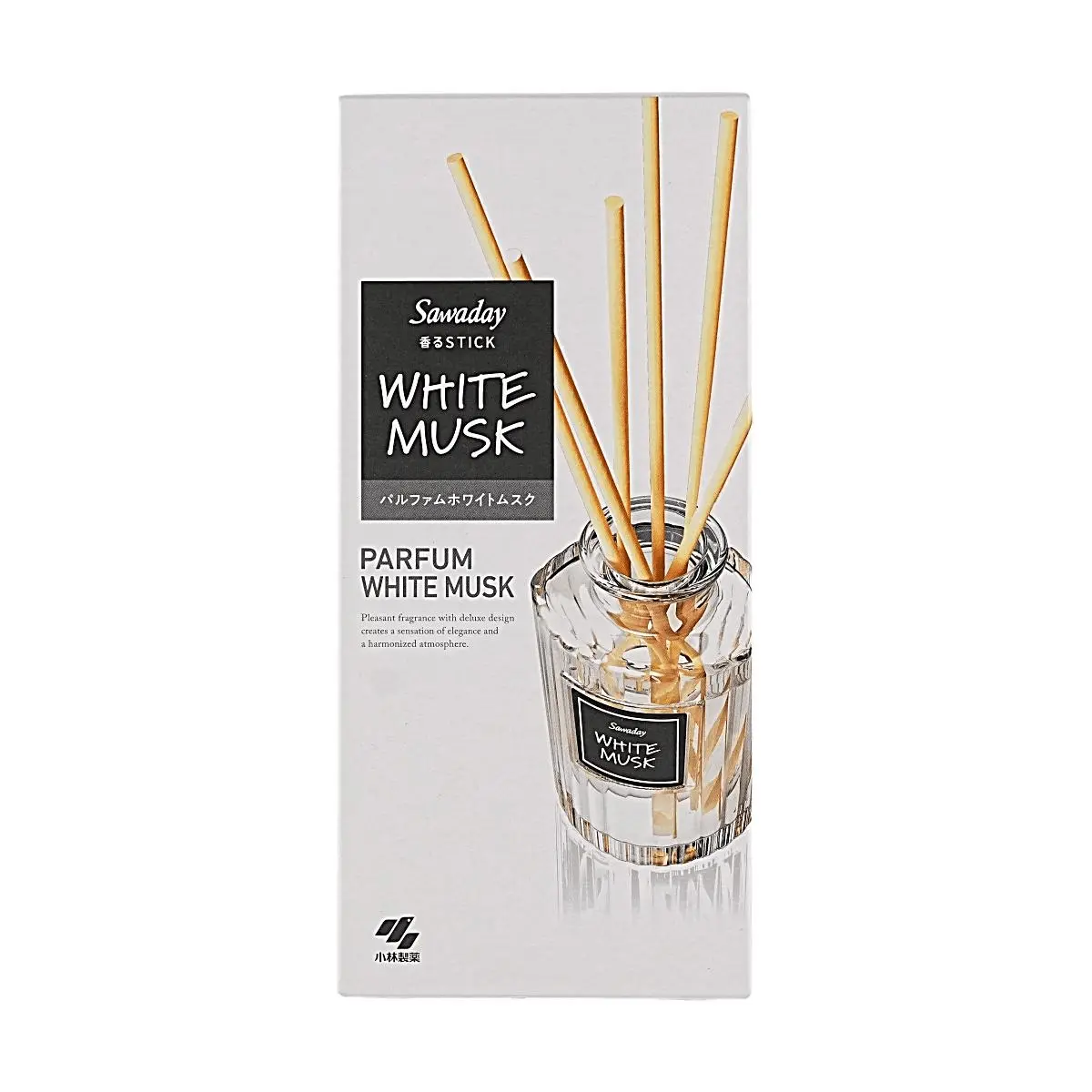 Kobayashi Sawaday White Musk Reed Diffuser Bottle - 70ml Home Fragrance Oil Freshener, Long-Lasting Flameless Aroma for Entrance, Home Decor & Gift Option