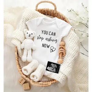 Funny Pregnancy Announcement Gift for Grandparents to be You Can Stop Asking Now Baby Coming Soon Reveal Idea for Grandma Grandpa Dad Husband Aunt Uncle Newborn 100% Cotton Romper Soft Skin Friendly Ventilated Comfortable for Sensitive Skin