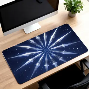 Premium Silver Starburst With Metallic Spikes On Deep Blue Galaxy Background High Quality Mouse Pad Modern Office Gaming Comfort Experience Non Slip Durable For Daily Work And Play  40*80 Size.