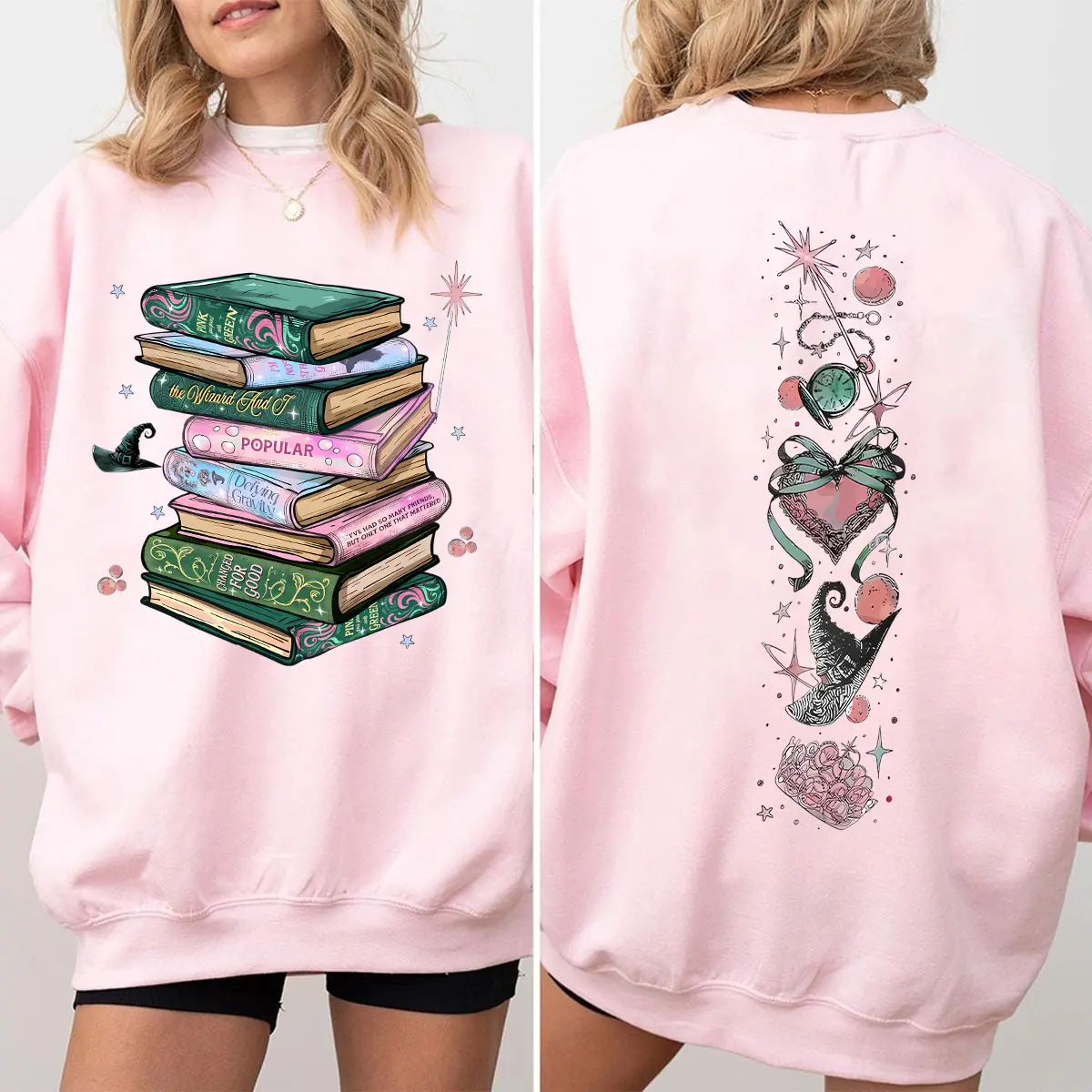 Wicked Movie Sweatshirt, Defy Gravity Shirt, Glinda and Elphaba Pink and Green Sweatshirt, Wicked Musical Sweatshirt, Wizard Movie Shirt