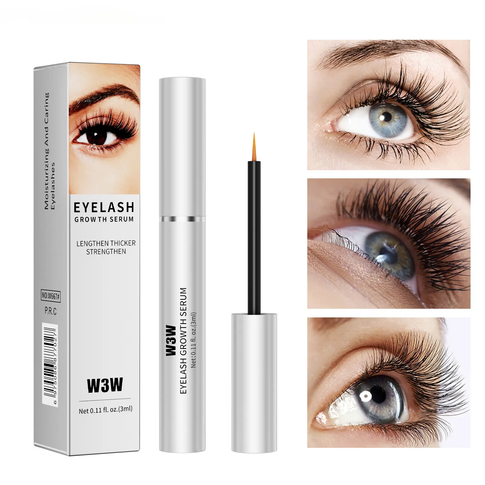 W3W Lash Treatment Set - Vegan Cruelty-Free Plant-Derived Liquid Eyelash & Eyebrow Growth Serum Pack, Non-Irritating Enhancer for Longer Lashes, Lengthening & Volumizing