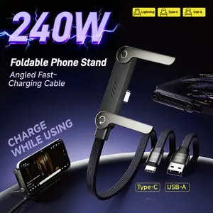 2-in-1 Type-C Fast Charging Stand & Cable - 240W Super Fast Charger with Invisible Holder for iPhone Samsung, Compatible with Gaming Office Car Travel quality  cable