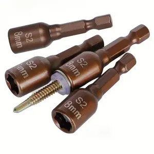 4pcs High-strength magnetic hex screwdriver bit set, 8 mm, multi-functional screwdriver set - ideal for hard floors, power drills, tail screws, and hex sockets, Magnetic Screwdriver Bits
