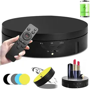 Rotating Display Stand 360 Degree Photography Turntable with Remote Control 5 PVC Backgrounds Battery USB Power Supply for Product Photography Display 360 Photo Booth Camera Rechargeable Plug Smartphone Automatic Electric Turntable