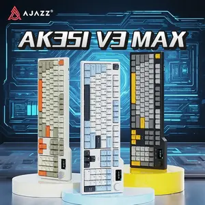 AJAZZ AK35I V3 Full-Size Wireless Mechanical Gaming Keyboard with Rotary Knob and Smart Screen Numeric Keypad. Ideal for Esports and Office Use. Customizable Keyboard. Creamy Keyboard.