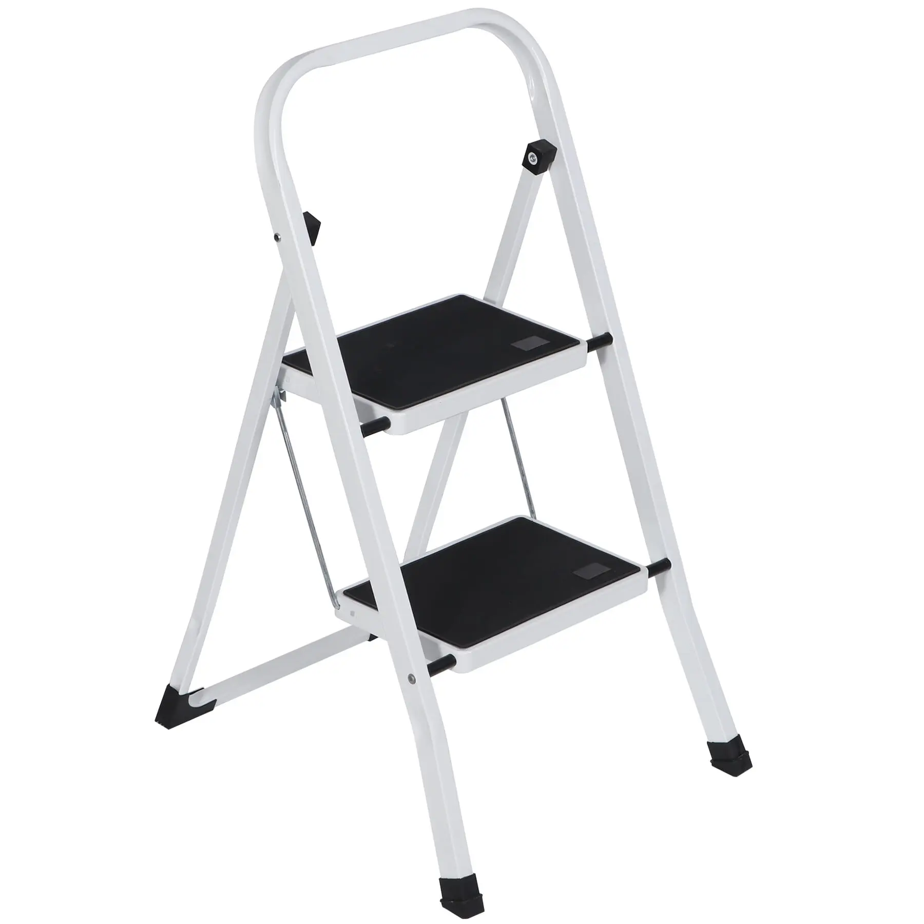 Zeny 2-Step Lightweight Portable Folding Steel Ladder, Non-Slip Pedal, Handgrip, Steel Construction, for Indoor & Outdoor Use Tasks, Lightweight Foldable Ladder, Portable Folding Ladder
