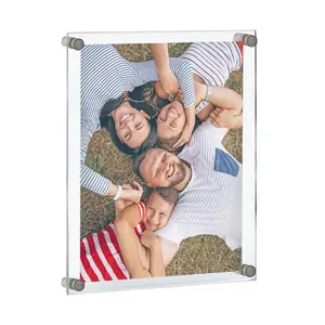 Azar Displays Floating Acrylic Wall Frame with Silver Stand Off Caps: 18" x 24" Graphic Size, Overall Frame Size: 22" x 28", Clear