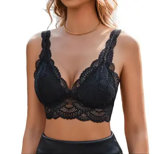 Avidlove Lace Bralettes Womens Triangle Plunge Wireless Bras Camisole Tops Cami Strappy Soft Nylon Floral Longline Adjustable Straps SpringStatements Womenswear