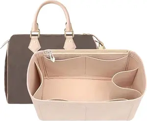 LV Speedy Organizer Insert, 20/25/30/35 Size Perfect Fit for Monogram Handbag Tote, Premium Felt Bivy Bag Protector with Smart Multi-Pocket Design (Sports & Outdoor Camping & Hiking Use)