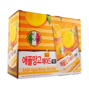 WOONGJIN Korea BABA Apple Mango Juice Drink 190ml x 10 Packs - Zero Fat Zero Calorie, Refreshing Fruit Beverage for Kids & Adults