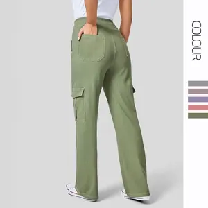 Women's High Waist Multi-Pocket Cargo Wide Leg Jeans, Purple Denim Trousers with Side Pockets, Casual Streetwear Pants for Women