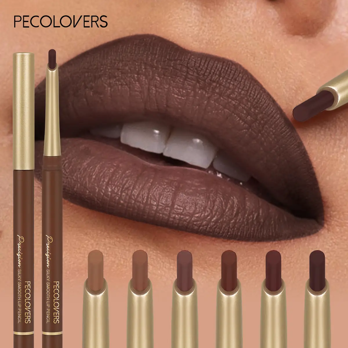 6pcs/set Matte Lipstick Makeup Velvet Lip Liner Crayon Sexy Brown Red Chocolate Tint Lipstick Lip Contouring Lipliner Outline Cosmetic Lip Liner Pencils Lip Liner Kit Lip Product