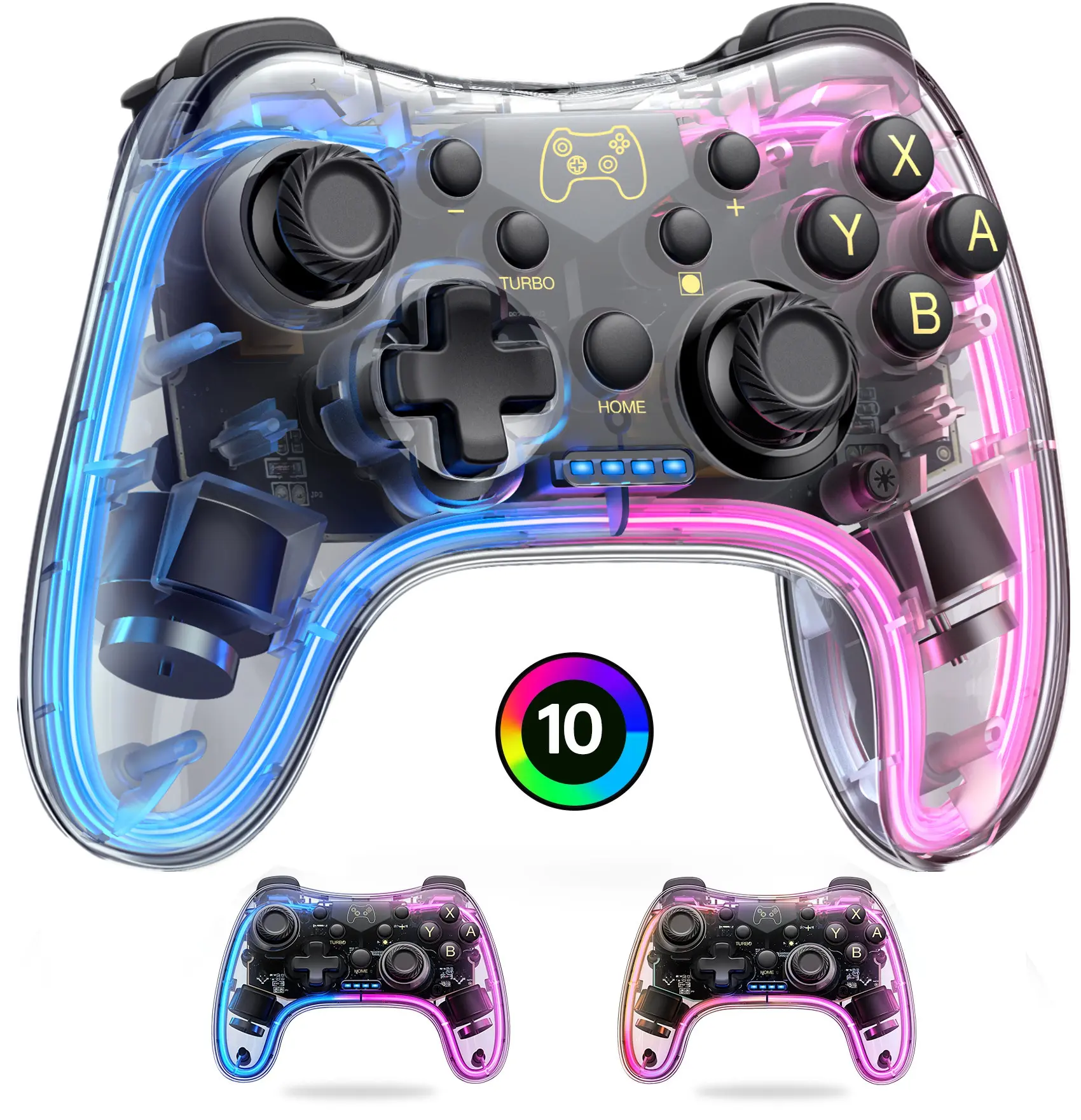 Switch Controller Compatible with Switch/Switch Lite/Switch OLED Controller, Switch Pro Controller With Breathing LED Light, Switch Controllers Remote Supports Multi-Platform&App with Turbo, Wake-up Function