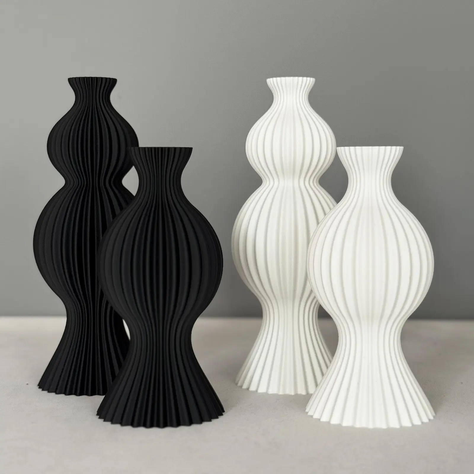 A 3D printed vase,Black and white matte plastic vases,Cylinder Vases,Modern Art Decorative Vases,Minimalist Bohemian,Aesthetic Flower Vases for Entryway, Mantle,and Bookshelf,Living Room,Shelf,Dining Table, Ornaments, Home Decor Vase, Home Decoration