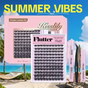 Flutter | Kisslily Volume Lashes DIY False Eyelashes for Bold Dramatic Look | Lyra style Lashes with Ultra-Dense,Invisible band,Waterproof，Long-Lasting for a Flawless,Volumious Look | Trendy&Must-Have Downy Lash Clusters Makeup#summerfinds #SummerWins