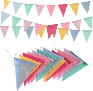 Colorful Pennant Banner Flags – 48 Flags, 4 Packs, Pastel Triangle Bunting