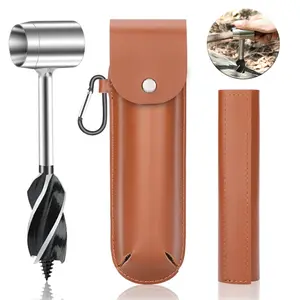 Stainless Steel Auger Wrench Manual Drill for Bushcraft & Woodworking Portable Hand Tools Set, Camping Gear for Outdoor DIY & Shelter Building