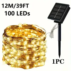 Solar Copper Wire Fairy Lights, 100led/300led, 8 Lighting Modes, Ip65 Waterproof, Waterproof Led Outdoor, Illuminating Led, Garden Patio Path Christmas Wedding Decorations