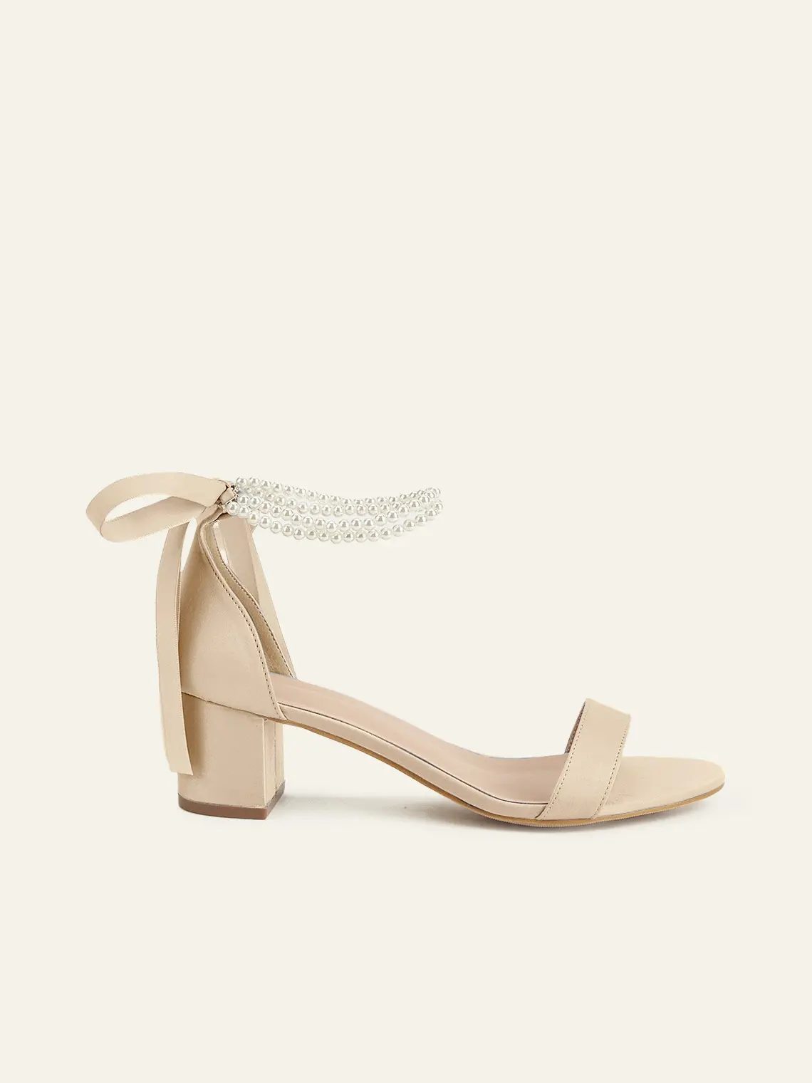 AZAZIE Women's Matching Color Matte Satin Heeled Sandals - Large White Bow, Pearl Strap, Open-Toe Strap, Chunky Block Heel, Multi-Size, for Bridal Wedding Evening Events, Large White Bow Women's Heeled Sandals, Multi-Size Women's Heeled Sandals