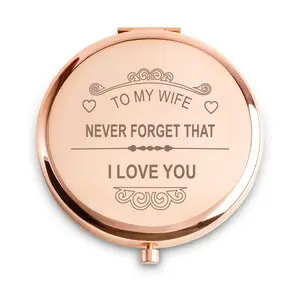 Personalized Engraved Compact Mirrors with Inspirational Quote, Unique Gifts for Women Ladies Teenagers Girls, Basket Stuffers for Her Mom Friends, Sentimental Presents for Valentines Birthday Day