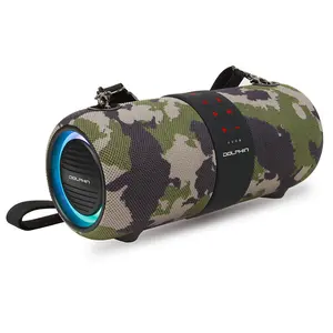 Dolphin LX-60 Camo Waterproof Bluetooth Boombox Speaker with TWS, LED Lights, Outdoor Party Sound, and Bass Boost