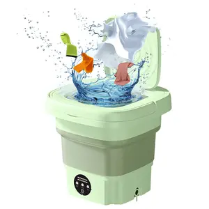 Portable Foldable Washing Machine with Detachable Drain Basket, Mini Electric Laundry Washer with 3 Cleaning Modes for Underwear Socks Towels & Baby Clothes, Compact Washer for Travel Dorm Apartment