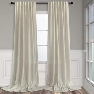 2 Panels 52x84 Inch Flax Linen Curtains, Back Tab Pocket Light Filtering Simple Canvas Look Semi Sheer Beige Tan Curtains for Bedroom Living Room Dining, Burlap Sand Beach Home Decor Window Curtains