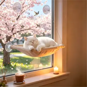 【Already 10K Favorites】Cat Window Perch, Space-Saving Design, 360° Full Sunbath, Cat Window Hammock – Stain-Resistant & Waterproof Cat Window, Easy to Assemble, Suction Cup Pet Hanging Bed, Comfortable Indoor Sunbathing Lounger for Cats, Summer Vibe