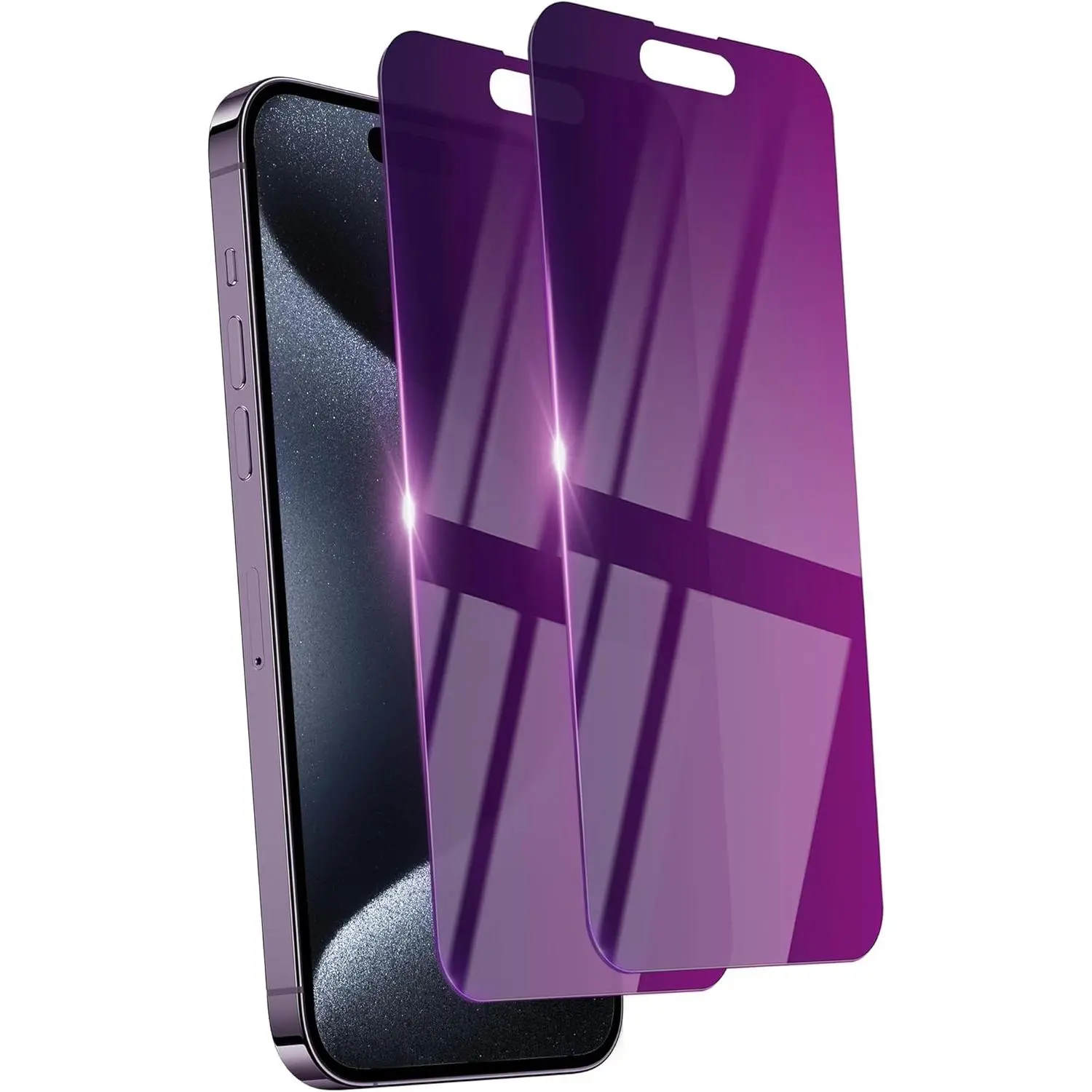 2-Pack Tempered Glass Anti-Peeking Screen Protectors for iPhone 16 Pro Max (6.9in, Gradient Purple for 16) - Full Coverage, Scratch Resistant, Smartphone Device Protection Accessory