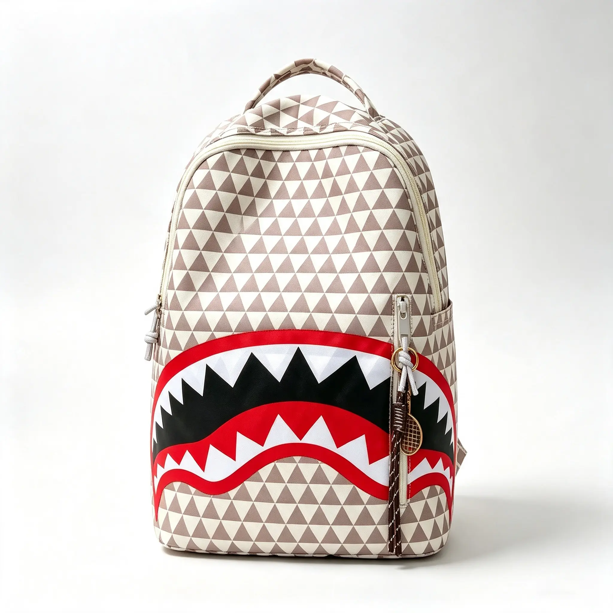 2026 Men’s Durable PU Business Backpack with Independent Laptop Compartment, Classic Plaid Shark Mouth Print Large Capacity Commuter Backpack, Versatile Work, College Campus & Short Trip Daily Backpack for Male